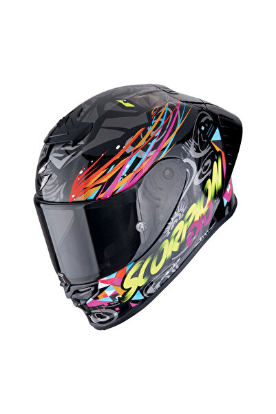 Scorpion EXO R1 Evo II Air Savage Spor Motosiklet Kaskı Siyah Mavi Pembe