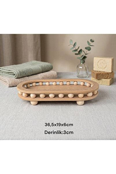 SEKAY AHŞAP Raw Wood Paintable Beaded Oval Small Size Decorative Presentation...