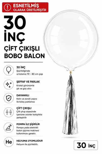 Organizasyon Pazarı 30 İnç Şeffaf BOBO Balon – Büyük Boy Dayanıklı Parti ve D...