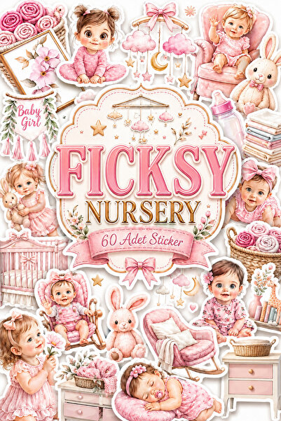 Ficksy Pink Baby Girl Sticker Set - 60 Sticker Stickers