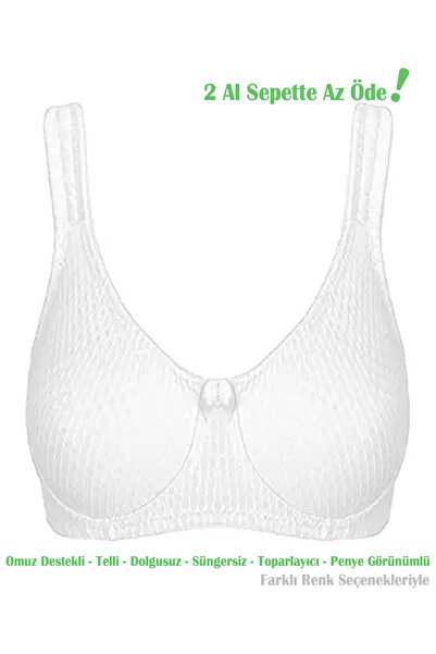 Alışveriş Meydanı Women's White Shoulder Support Combed Cotton Gathering and ...