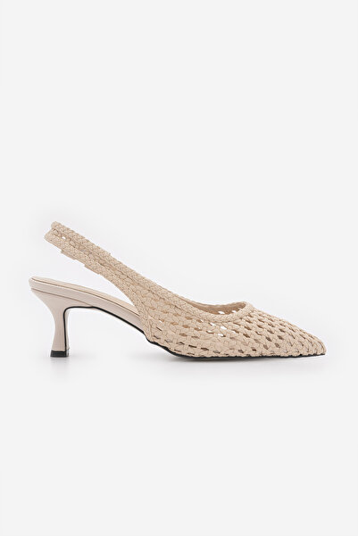Marjin Women's Stiletto Pointed Toe Open Back Strap Hand Knitted Short Classi...