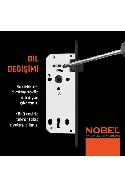 Nobel Sessiz Gömme Kilit Oda Siyah 40X23 Mm Oval