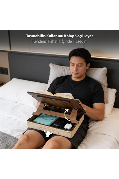 Vigo Wood Minderli Kitap Okuma Standı Ceviz-MKOS43