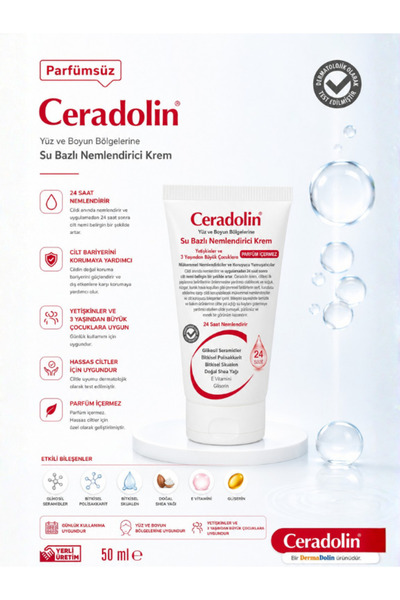 Ceradolin Parfümsüz Su Bazlı Nemlendirici Krem  50 ml