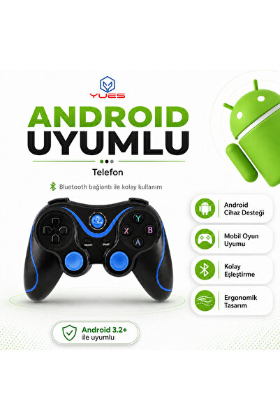 YUES Android Kablosuz Oyun Kolu | Android TV / TV Box / Telefon Uyumlu Gamepa...