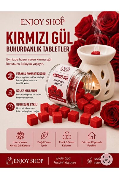 ENJOY SHOP 20 ADET GÜL KOKULU ( ROSE) DOĞAL NATUREL BUHURDANLIK WAX MUM TABLE...