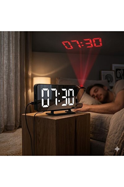 Izoxis Ceas digital cu proiector LED și oglindă, IZOXIS, 4 în 1, negru, 18.5x...