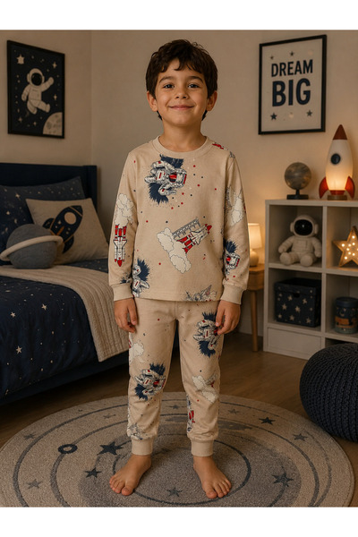 Pajama Shop Set de pijamale de iarnă cu mânecă lungă pentru băieți, din bumba...