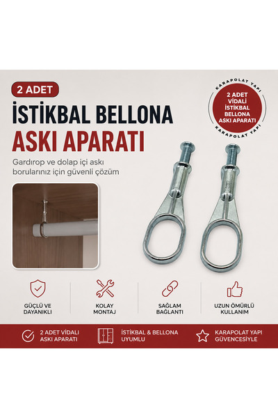 KarapolatYapı 2 Adet Üstten Vidalı Dolap Askı Aparatı İstikbal Bellona Mondi ...