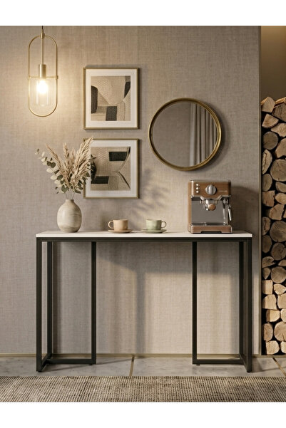 AGD Narrow Console Table with Wooden Top, Side Coffee Table, 100X30X78.5 Cm, ...