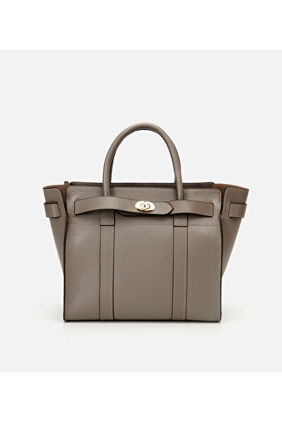 Hotiç Women's Leather Mink Lock Detailed Shoulder Bag