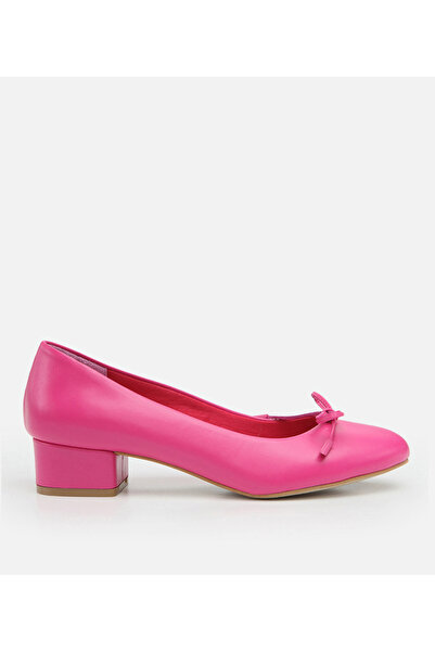 Hotiç Genuine Leather Fuchsia Women's Thick Heel
