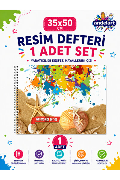andelart Resim Defteri Spiralli Karton Kapak 15 Yp 35x50 1 Adet