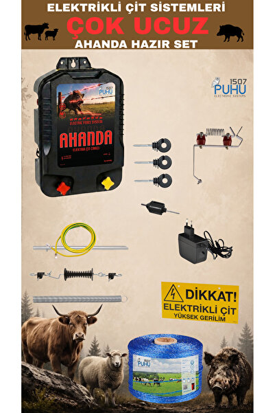 Puhu1507 PUHU AHANDA ÇİT CİHAZI HAZIR KURULUM SETİ (15000 VOLT CİHAZLI) (PANE...