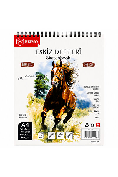 Beimo A4 Sketchbook 160 Grams 25 Sheets 100% Cotton Pages, Sketchbook