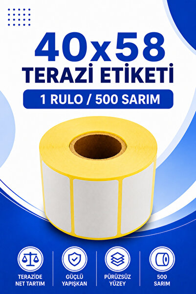 Küresel Etiket Barkod 40x58mm Terazi Etiketi | 1 Rulo | 500 Sarım | Ribonsuz ...