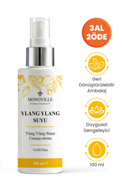 Monoville Ylang Ylang Suyu Çiçek Kokulu Etki 100 ml Cam Şişe Sprey Başlıklı (...