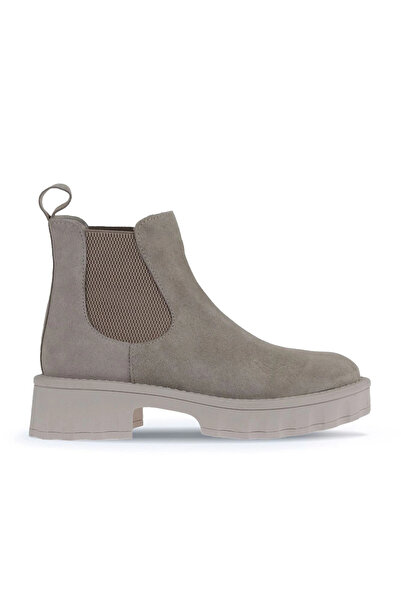 Bueno Shoes Cizme de damă din piele intoarsa bej cu toc 01wv9002