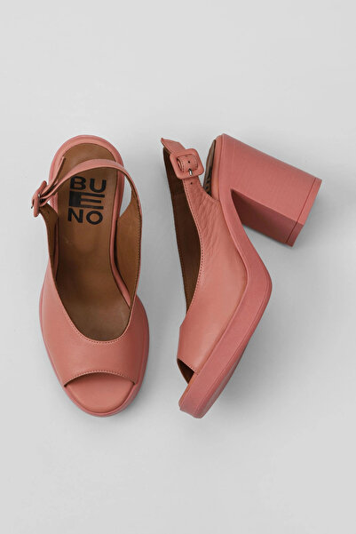 Bueno Shoes Ροζ Δερμάτινα Γυναικεία Σανδάλια με Τακούνι 01wy12300