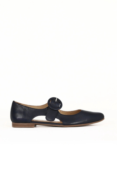Bueno Shoes Тъмносини кожени дамски равни обувки 01we2900