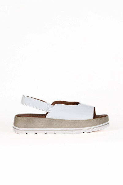 Bueno Shoes White Leather Women's Flat Sandals 01We3403