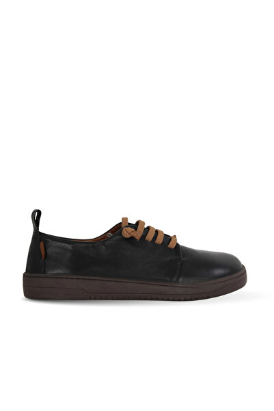 Bueno Shoes Pantofi plati de damă din piele neagră maro deschis 01wf1803