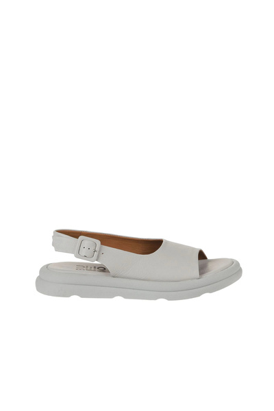 Bueno Shoes Ecru Δερμάτινα Γυναικεία Flat σανδάλια 01wy9404