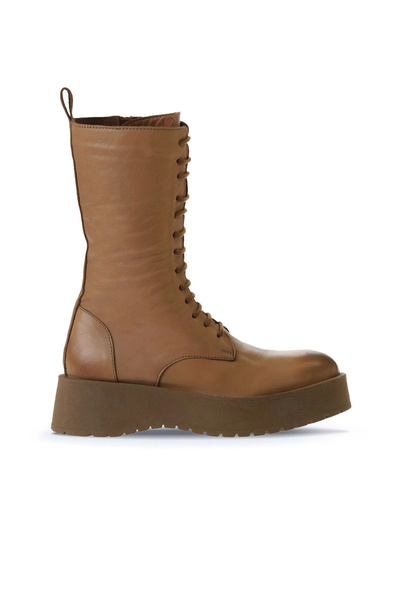 Bueno Shoes Cizme de damă din piele deschisă maronie cu toc 01wv1303