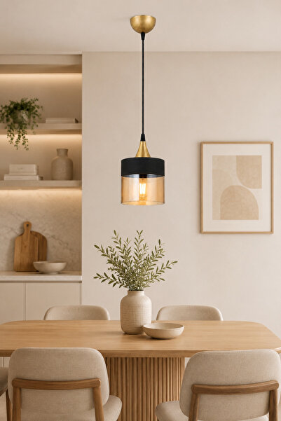 ESSLİGHT Nice Tekli Sarkıt Eskitme Bal Camlı Modern Antre Hol Avizesi