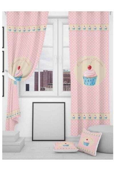 EVSEHOMES Κουρτίνα φόντου κουζίνας Evsehome Pink Cupcake