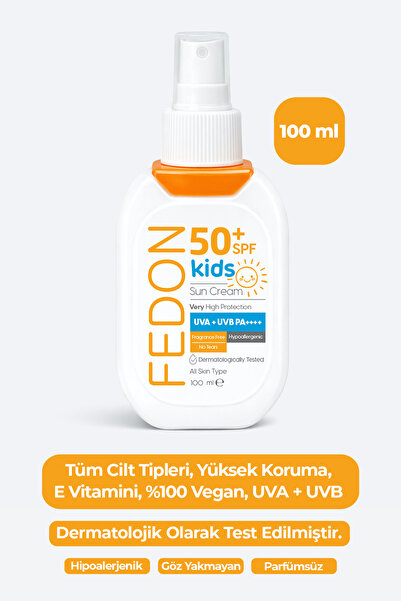 fedon Kids SPF 50 Çocuk Bebek Güneş Kremi 100 ml Suya Dayanıklı Hipoalerjenik...