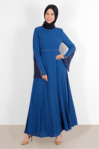 Alvina Lace Detailed Sleeve 40521 Model Dress