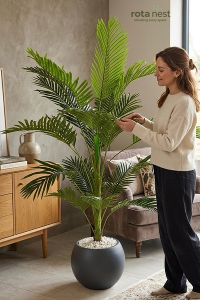 Rota Nest 21 Büyük Yapraklı 180cm Yapay Areka Yapay Ağaç - 30*40cm Küre Saksılı