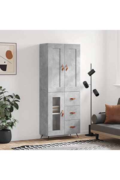 Concept Dulap înalt, gri beton, 69,5x34x180, lemn compozit
