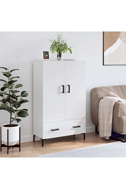 Concept Dulap înalt, alb extralucios, 69,5x31x115 cm, lemn prelucrat