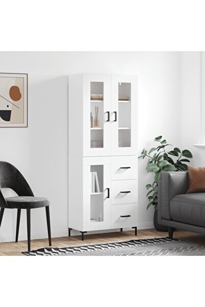 Concept Tall cabinet, white, 69.5x34x180 cm, composite wood