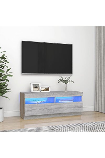 Concept Comodă TV cu lumini LED, gri sonoma, 100x35x40 cm