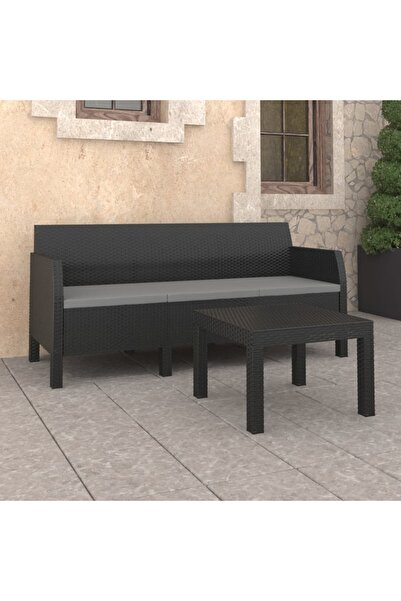Concept Set mobilier de grădină cu perne, 2 piese, antracit, PP ratan