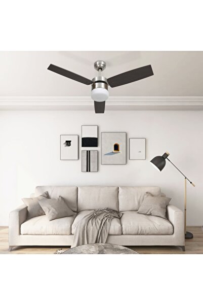 Concept Ventilator tavan cu iluminare și telecomandă, maro închis,108cm