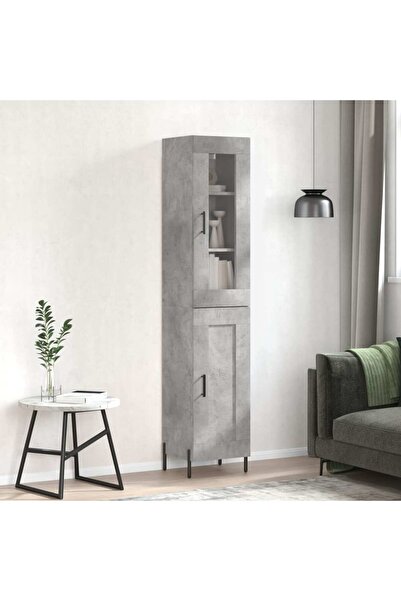 Concept Dulap înalt, gri beton, 34,5x34x180 cm, lemn prelucrat