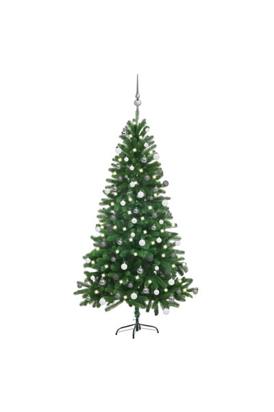 Concept Set pom de Crăciun artificial LED-uri&globuri, verde, 150 cm