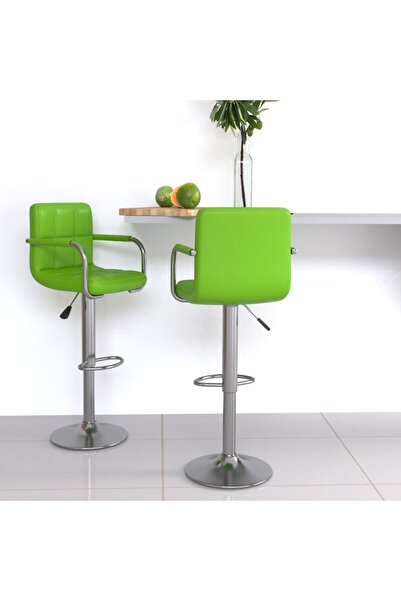 Concept Scaune de bar, 2 buc., verde, piele ecologică