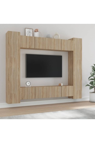 Concept Set dulap TV, 8 piese, stejar sonoma, lemn prelucrat