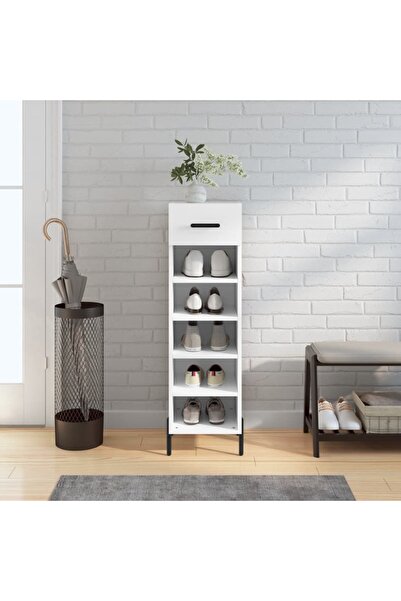 Concept Pantofar, alb, 30x35x105 cm, lemn compozit