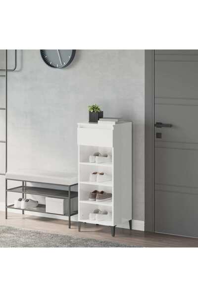 Concept Pantofar, alb extralucios, 40x36x105 cm, lemn compozit