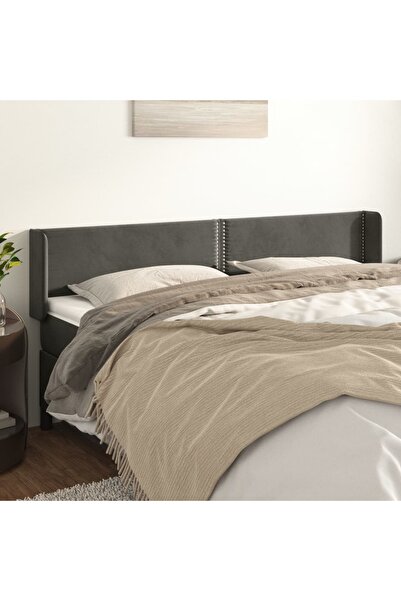 Concept Tăblie de pat cu aripioare gri închis 203x16x78/88 cm catifea