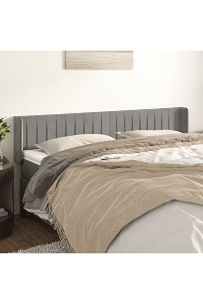 Concept Tăblie de pat cu aripioare gri deschis 163x16x78/88 cm catifea