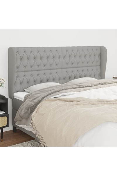 Concept Tăblie de pat cu aripioare gri deschis 183x23x118/128 cm textil