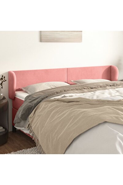 Concept Tăblie de pat cu aripioare roz 203x23x78/88 cm catifea